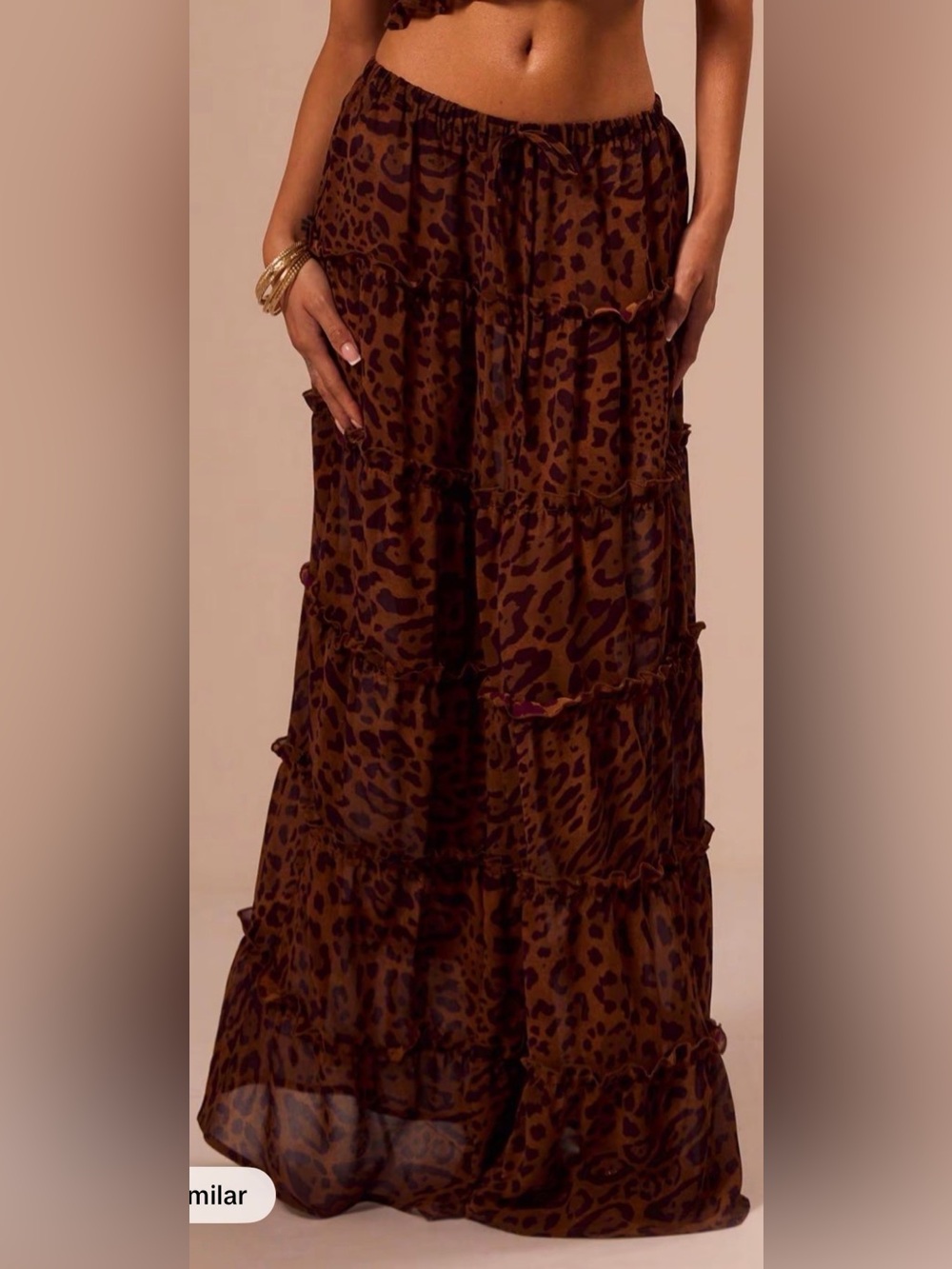 Leopard Print Maxi Skirt Set - Brown - Picture 6 of 6